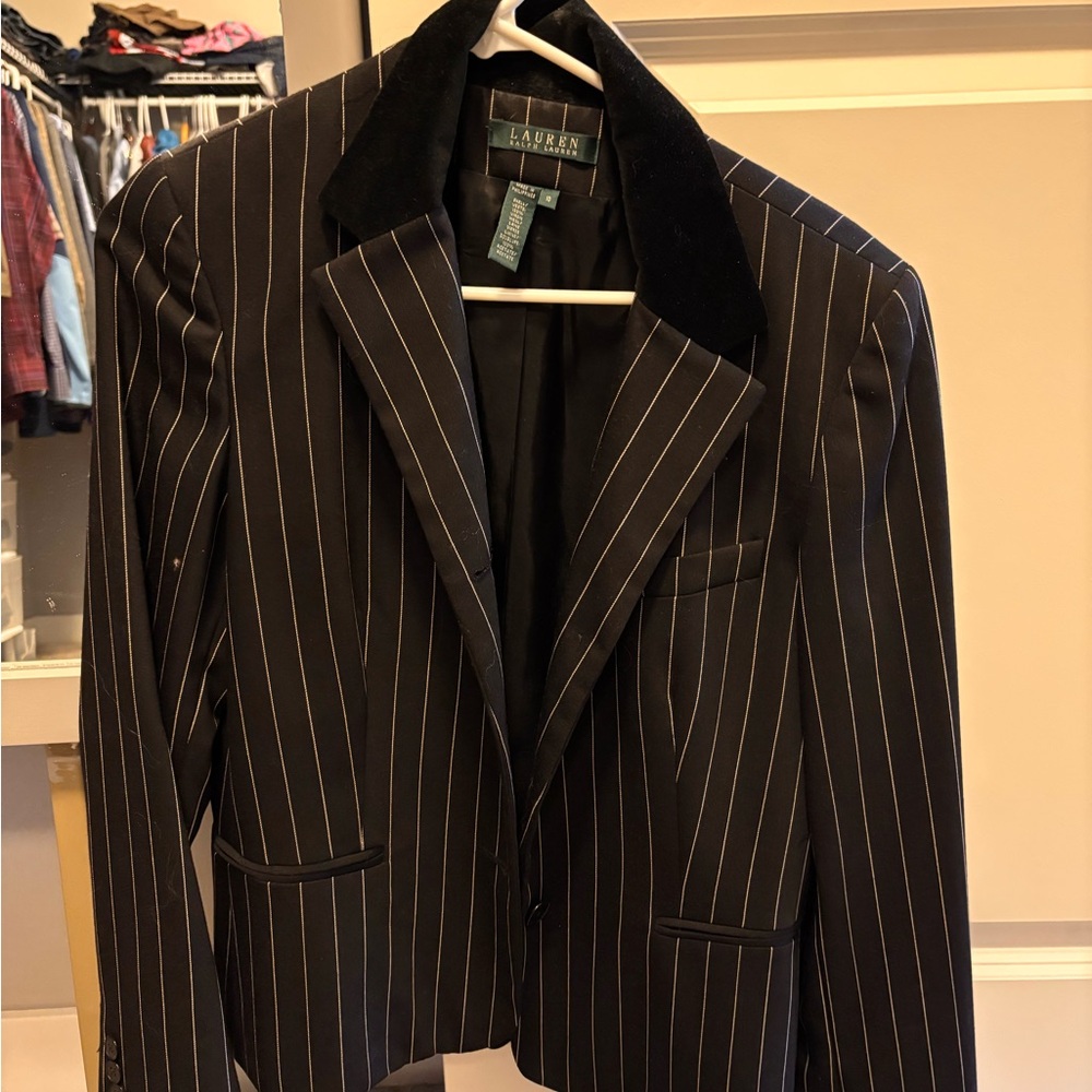 Lauren Ralph Lauren Black Pinstripe Blazer
